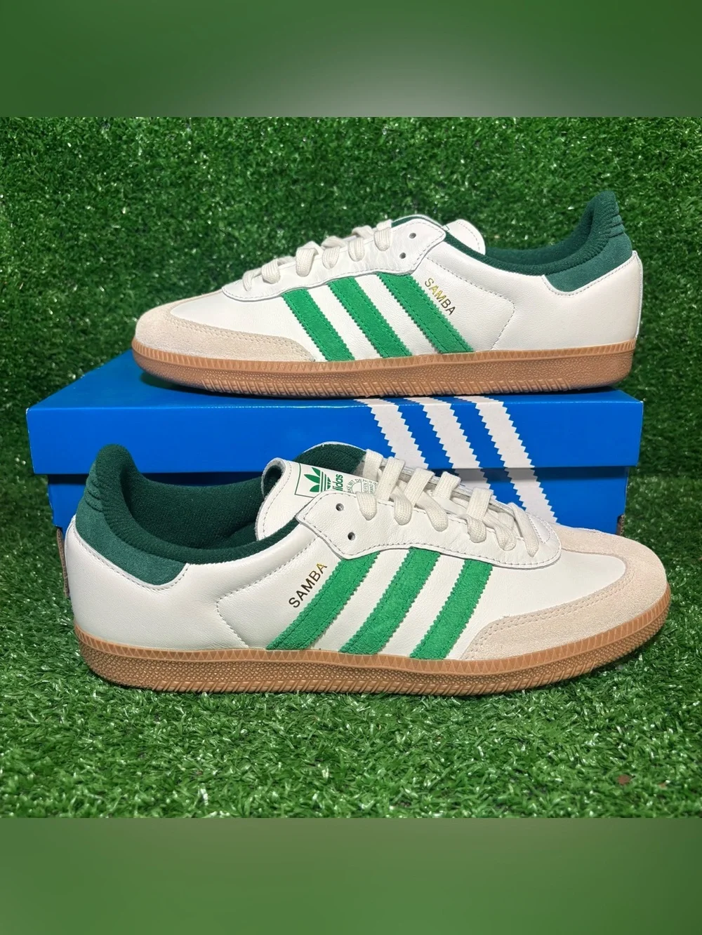 adidas Samba Og White Collegiate Kelly Green JI3202 Men’s Low Top Sneaker